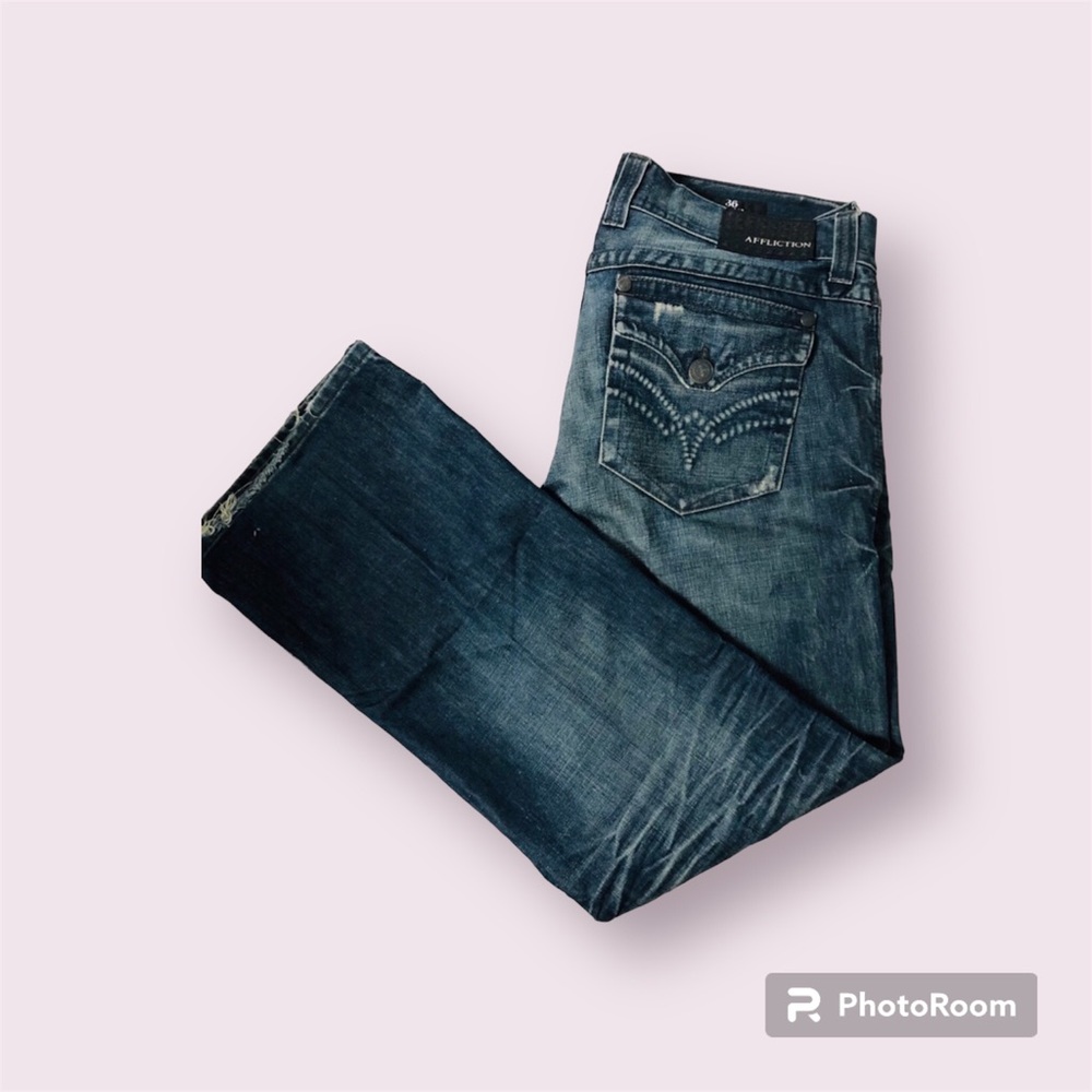 Affliction Relaxed Bootcut Ripped Jeans - Picture 7 of 10